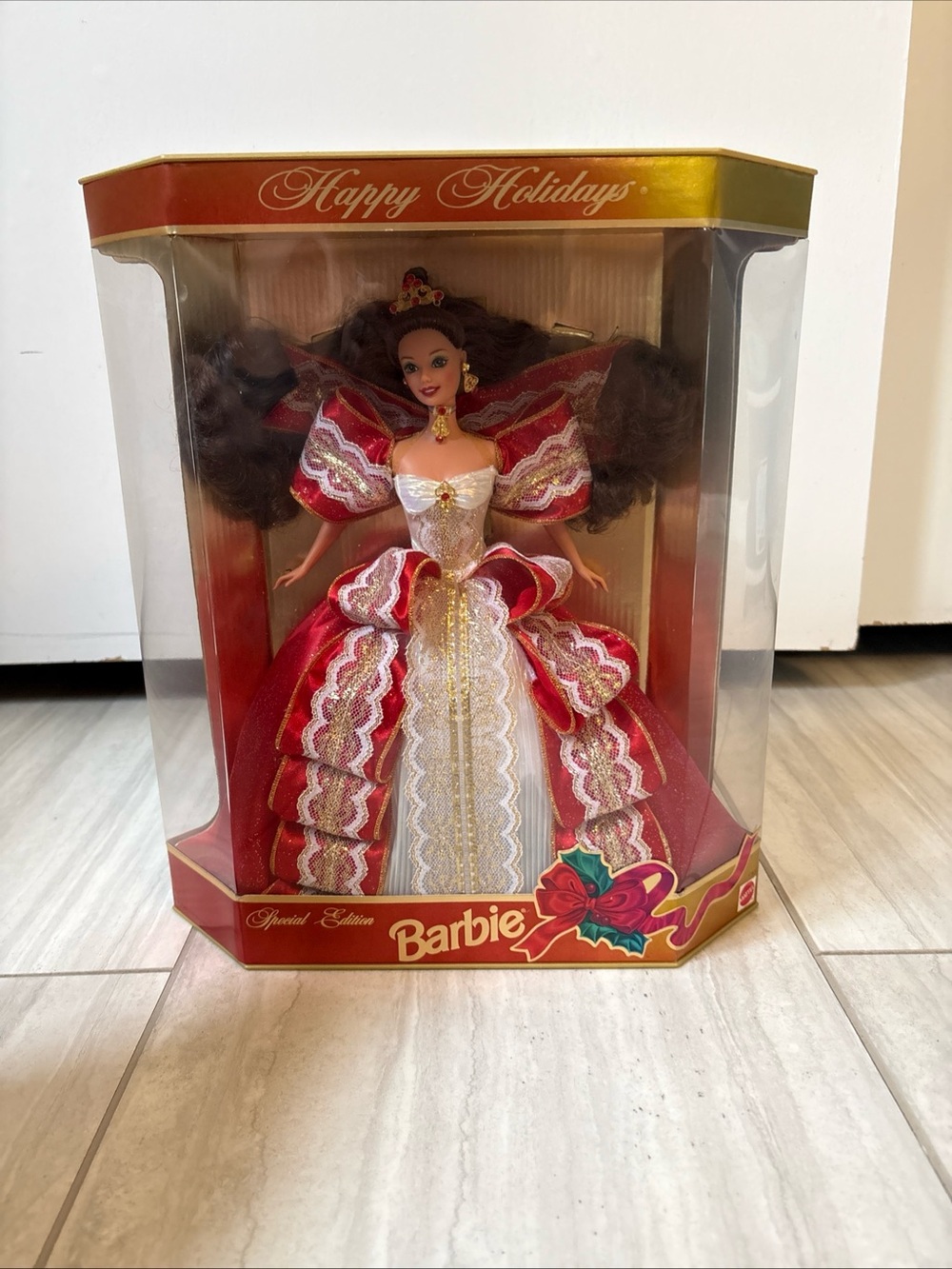 1997 Holiday Barbie Rare Item Misprint NRFB Green Eye Doll Blue On Box #17832